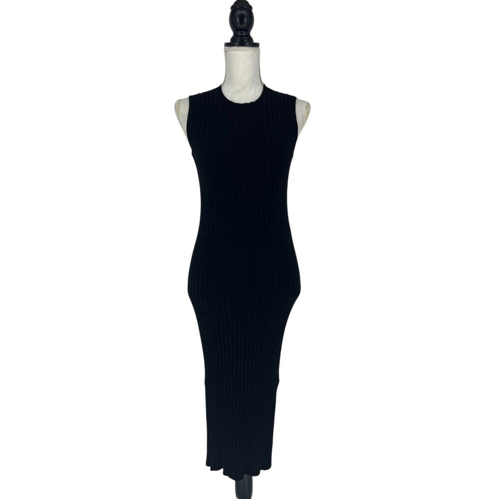 C by Bloomingdale’s 100% Cashmere Ribbed Tank Dress in Black - Picture 2 of 10
